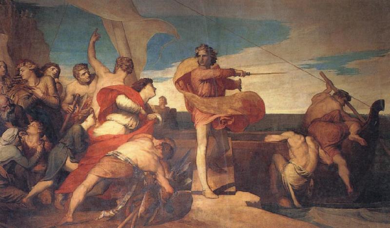 Georeg frederic watts,O.M.S,R.A. Alfred Inciting the Saxons to Encounter the Danes at Sea oil painting image